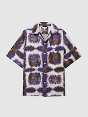 Reiss Purple Multi Molino Relaxed Tie Dye Cuban Collar Shirt - Image 2 of 6