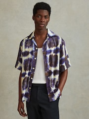 Reiss Purple Multi Molino Relaxed Tie Dye Cuban Collar Shirt - Image 4 of 6