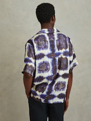 Reiss Purple Multi Molino Relaxed Tie Dye Cuban Collar Shirt - Image 5 of 6
