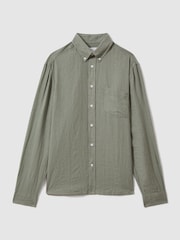 Reiss Pistachio Queens Linen Button-Down Collar Shirt - Image 2 of 6