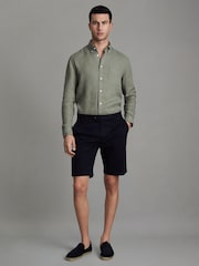 Reiss Pistachio Queens Linen Button-Down Collar Shirt - Image 3 of 6