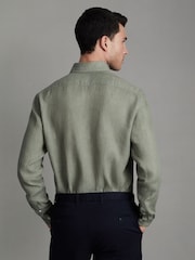 Reiss Pistachio Queens Linen Button-Down Collar Shirt - Image 5 of 6