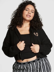 Victoria's Secret PINK Pure Black Full Zip Cable Knit Hoodie - Image 1 of 3