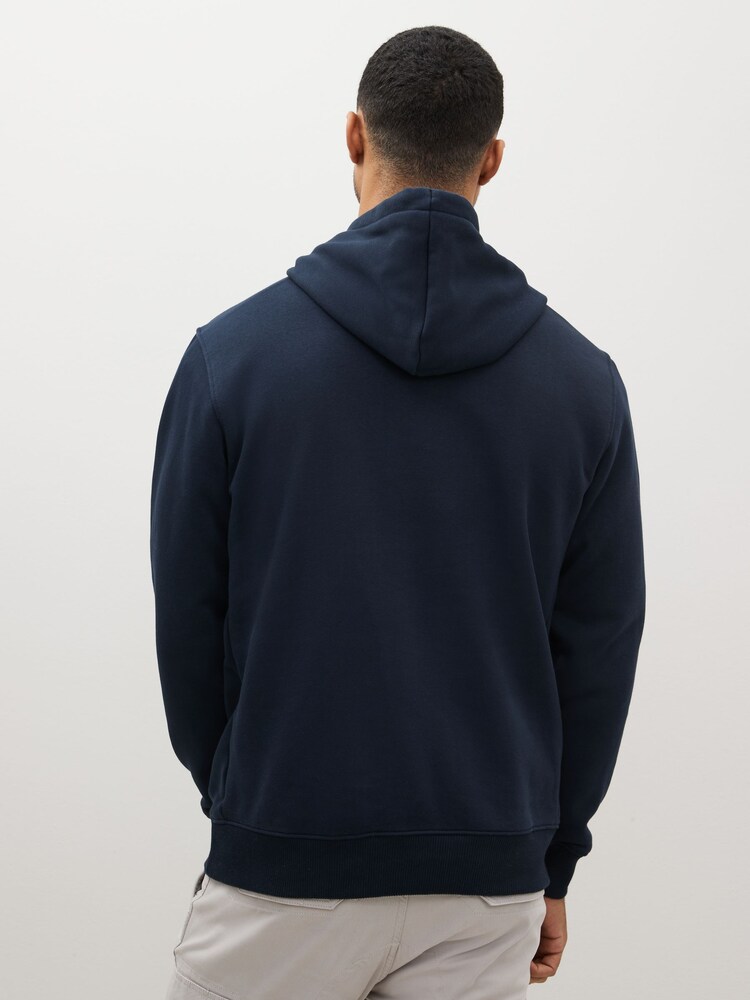 Bleu marine - Sweat à capuche à enfiler en jersey de coton riche - Image 3 of 8