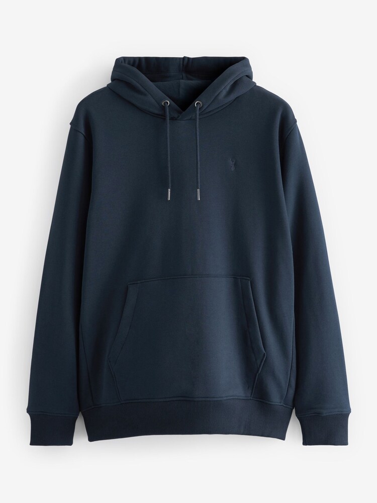 Bleu marine - Sweat à capuche à enfiler en jersey de coton riche - Image 6 of 8
