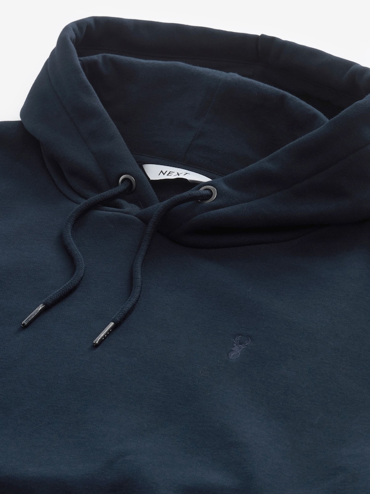 Bleu marine - Sweat à capuche à enfiler en jersey de coton riche - Image 7 of 8