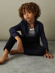 Reiss Navy Ruban 3-9 yrs Linen Cutaway Collar Shirt - Image 3 of 5