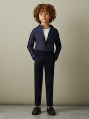Reiss Navy Ruban 9-13 yrs Striped Linen Cutaway Collar Shirt - Image 1 of 5