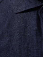 Reiss Navy Ruban 9-13 yrs Striped Linen Cutaway Collar Shirt - Image 5 of 5
