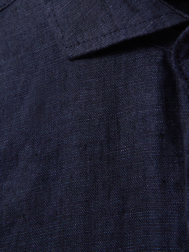Reiss Navy Ruban 9-13 yrs Striped Linen Cutaway Collar Shirt - Image 5 of 5