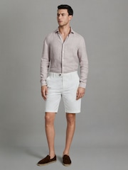 Reiss Oatmeal Puppytooth Ruban Linen Button-Through Shirt - Image 3 of 6