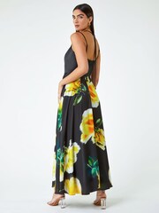Roman Black Luxe Floral Fit & Flare Maxi Dress - Image 3 of 5
