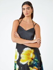 Roman Black Luxe Floral Fit & Flare Maxi Dress - Image 4 of 5