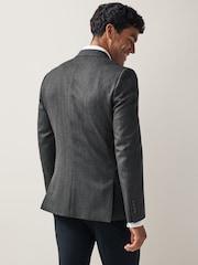 Grey Tailored Wool Blend Herringbone Suit Jacket - Image 2 of 11