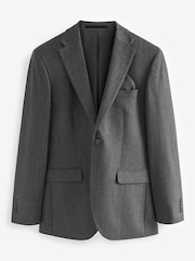 Grey Tailored Wool Blend Herringbone Suit Jacket - Image 7 of 11