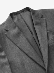 Grey Tailored Wool Blend Herringbone Suit Jacket - Image 9 of 11