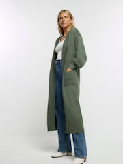 River Island Green Mixed Rib Maxi Cardigan - Image 3 of 6