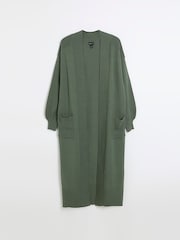 River Island Green Mixed Rib Maxi Cardigan - Image 5 of 6