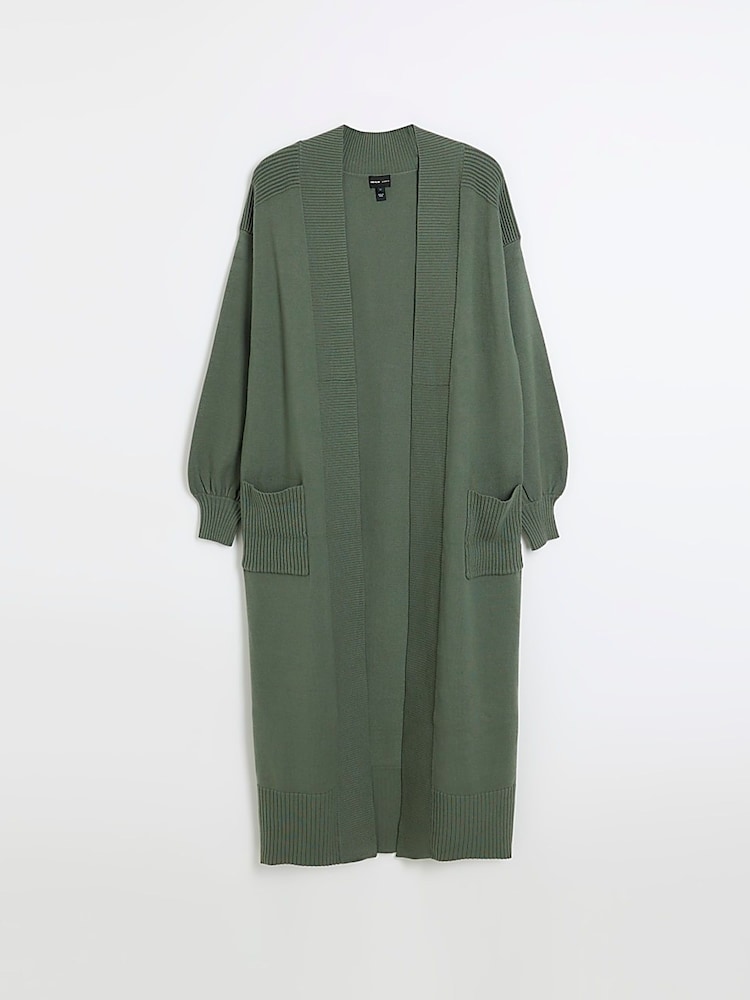 River Island Green Mixed Rib Maxi Cardigan - Image 5 of 6
