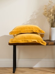 Truly Gold Velvet Flange Lombard 100% Cotton Cushion - Image 1 of 3