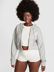 Victoria's Secret PINK Heather Grey Full Zip Cable Knit Hoodie - Image 1 of 3