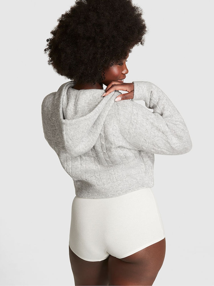 Victoria's Secret PINK Heather Grey Full Zip Cable Knit Hoodie - Image 2 of 3