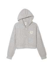Victoria's Secret PINK Heather Grey Full Zip Cable Knit Hoodie - Image 3 of 3