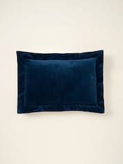 Truly Blue Velvet Flange Lombard 100% Cotton Cushion - Image 2 of 3