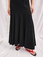 Ro&Zo Black Petite Slub Jersey Seam Detail Midi Dress - Image 5 of 6