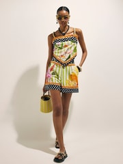 River Island Green Del Maar Stripe Floral Shorts - Image 1 of 4