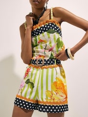 River Island Green Del Maar Stripe Floral Shorts - Image 4 of 4