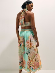 River Island Green Del Maar Floral Cutwork Maxi Skirt - Image 3 of 4