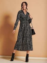 Jolie Moi Black Wrap Shirt Maxi Dress - Image 3 of 6