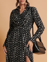 Jolie Moi Black Wrap Shirt Maxi Dress - Image 6 of 6