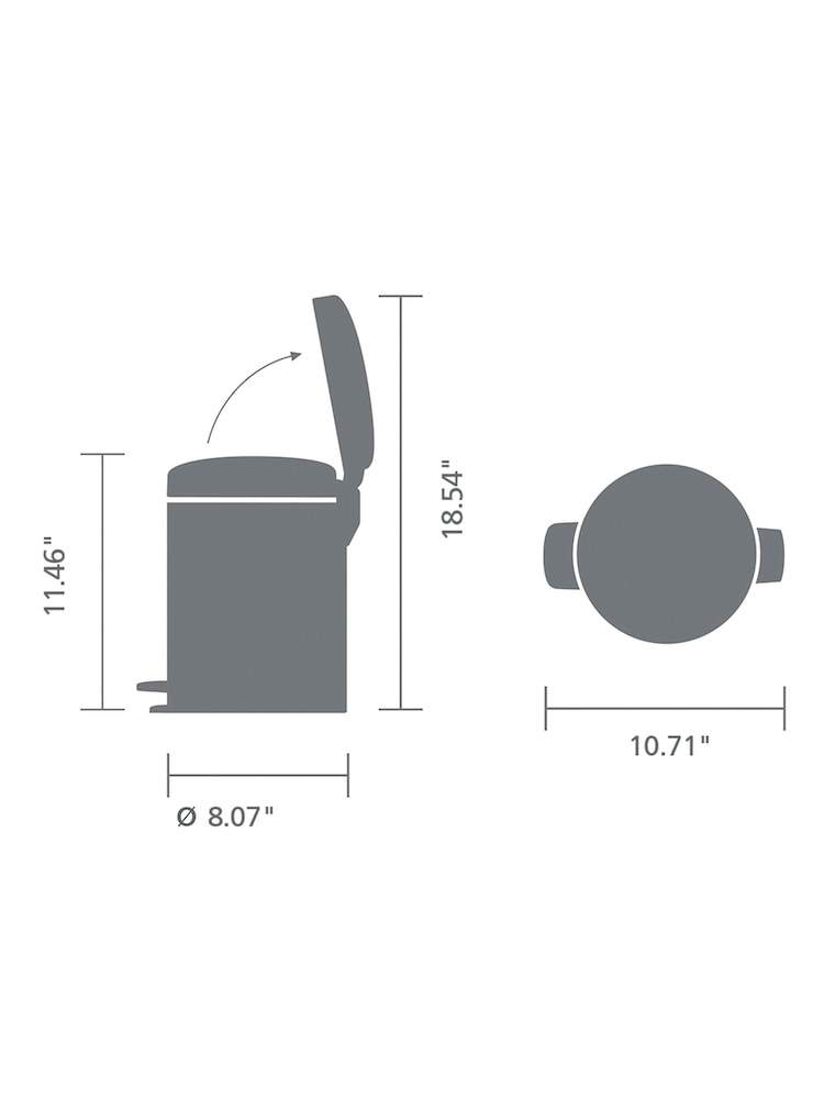 Brabantia Mineral Concrete Grey NewIcon 5L Pedal Bin - Image 2 of 4