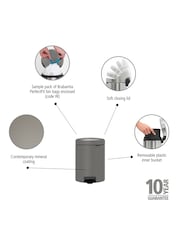 Brabantia Mineral Concrete Grey NewIcon 5L Pedal Bin - Image 3 of 4