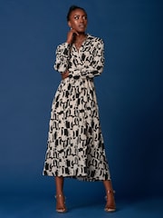 Jolie Moi Cream Wrap Shirt Maxi Dress - Image 1 of 6