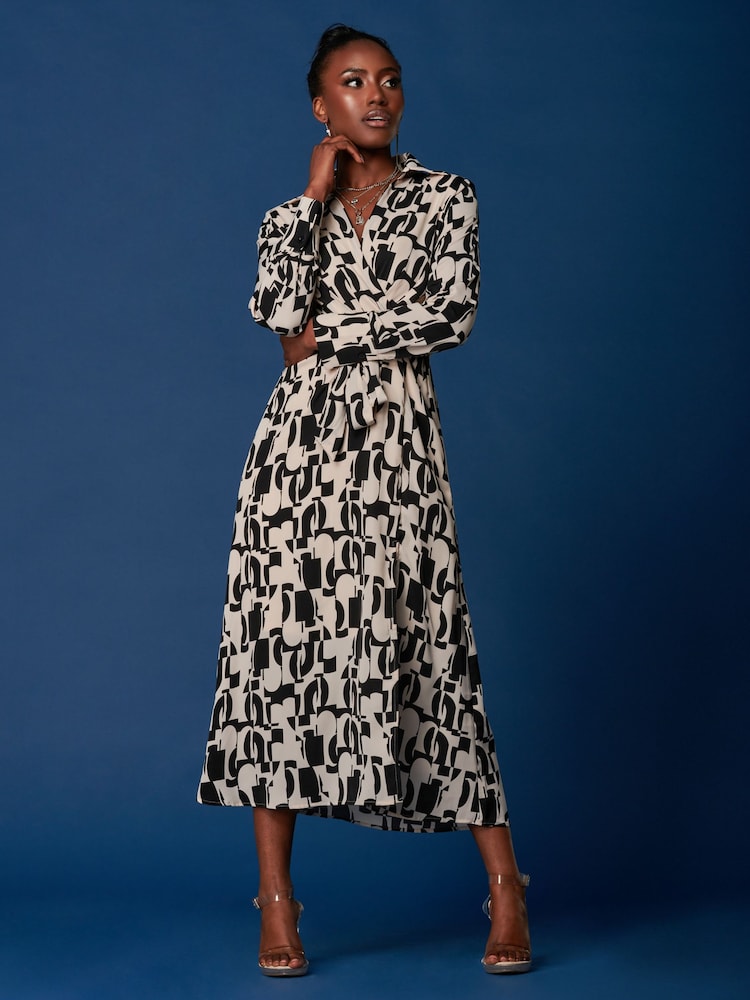 Jolie Moi Cream Wrap Shirt Maxi Dress - Image 1 of 6