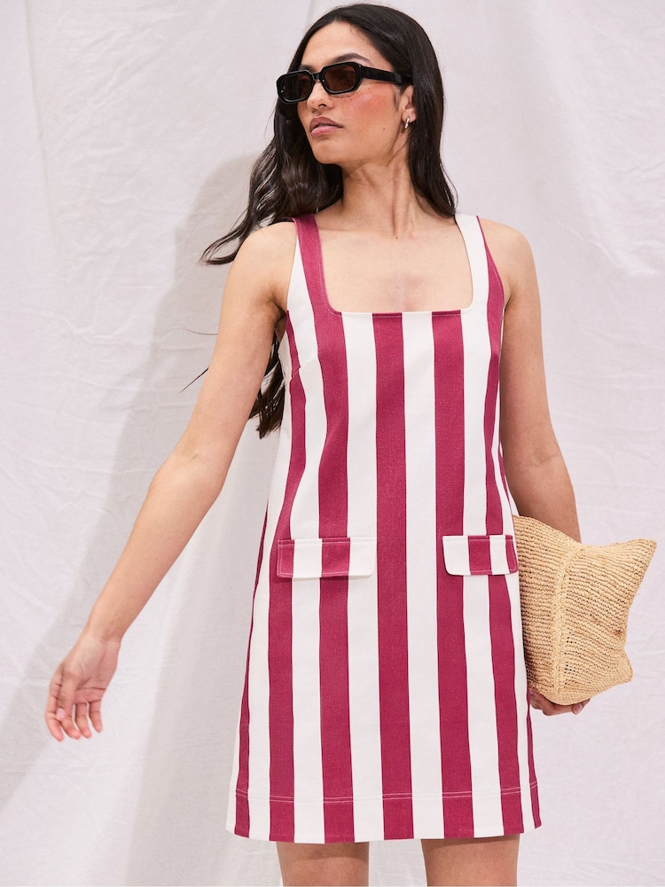 Ro&Zo Red Stripe Pocket Detail Mini Dress - Image 1 of 5