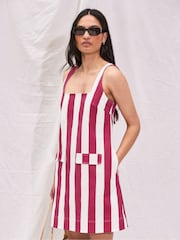 Ro&Zo Red Stripe Pocket Detail Mini Dress - Image 3 of 5