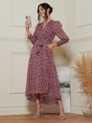 Jolie Moi Red Chiffon Print Maxi Dress - Image 5 of 6