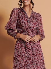 Jolie Moi Red Chiffon Print Maxi Dress - Image 6 of 6