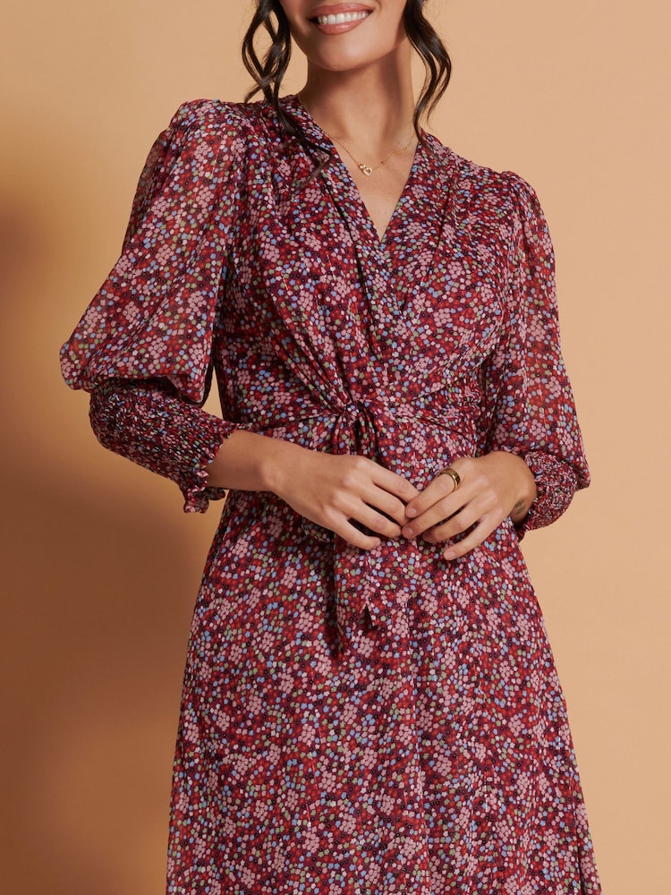 Jolie Moi Red Chiffon Print Maxi Dress - Image 6 of 6 Jolie Moi Red Chiffon Print Maxi Dress - Image 6 of 6