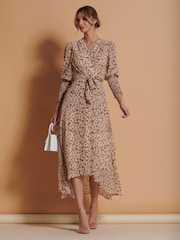 Jolie Moi Brown Chiffon Print Maxi Dress - Image 5 of 6