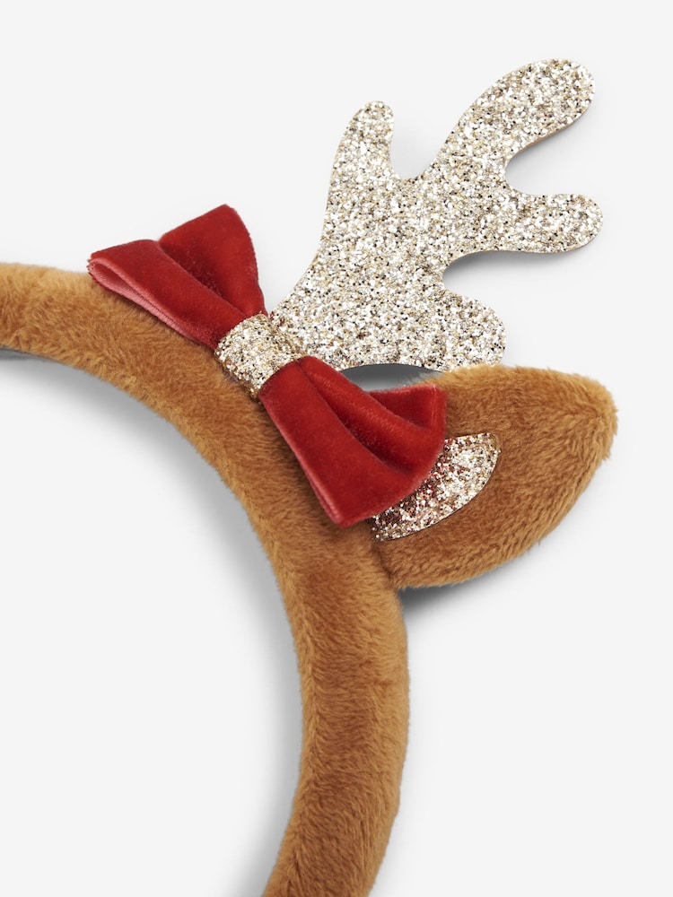 JoJo Maman Bébé Brown Reindeer Headband - Image 2 of 5
