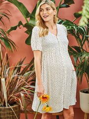JoJo Maman Bébé White Spot Print Maternity Dress - Image 1 of 4