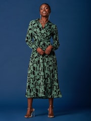 Jolie Moi Green Wrap Shirt Maxi Dress - Image 1 of 6