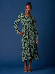 Jolie Moi Green Wrap Shirt Maxi Dress - Image 3 of 6