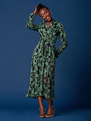 Jolie Moi Green Wrap Shirt Maxi Dress - Image 4 of 6