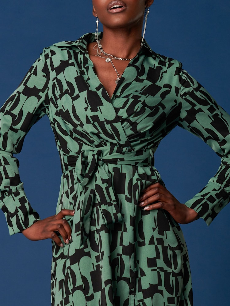Jolie Moi Green Wrap Shirt Maxi Dress - Image 6 of 6